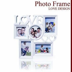 フォトフレーム 【Dタイプ】 壁掛け スタンド 写真立て ホワイト アンティーク ウッド 家族写真 Lサイズ