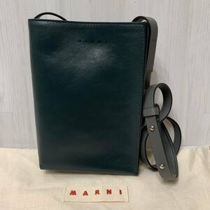 美品 マルニ MARNI ミュゼオソフト MUSEO SOFT ショルダーバッグ レザー バイカラー グリーン