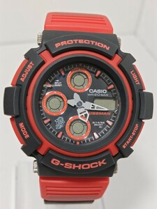 1円スタート【希少/不動】CASIO G-SHOCK ジーショック　腕時計　AW-571E GAUSSMAN　ガウスマン　ブラック/レッド　メンズ