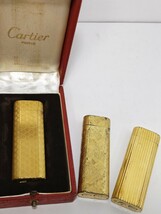 1円スタート【現状品/おまとめ】Cartier カルティエ ライター ガスライター ゴールド　オーバル　3個まとめ_画像1