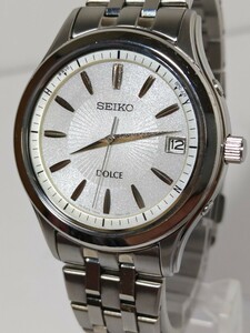 1円スタート【不動/現状品】SEIKO セイコー 腕時計　DOLCE　ドルチェ　電波ソーラー　7B24-0AV0　ホワイト文字盤