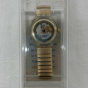 aei3725【中古・現状品】swatch スウォッチ 自動巻き 表裏スケルトン 23石 ゴールド系 メンズ 箱・冊子付の画像1