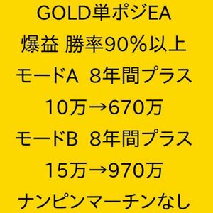 新作EA☆FX自動売買☆GOLD ゴールド XAUUSDEA 月利70% 勝率90%