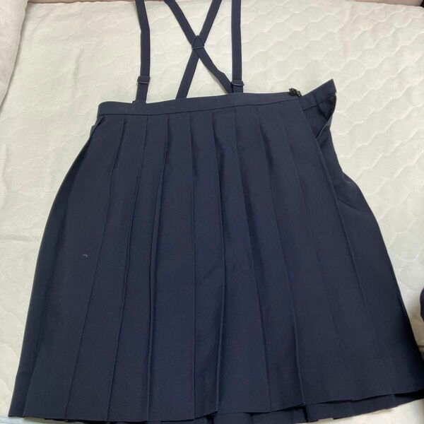 制服 スカート 女子 紺 夏物160B 小学生　吊りスカート