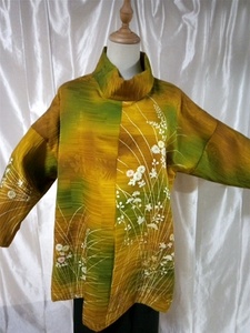 <. is ..> tunic L size silk secondhand goods tsukesage kimono remake 