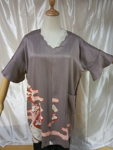 <. is ..> tunic 2L size silk attaching lowering kimono remake 