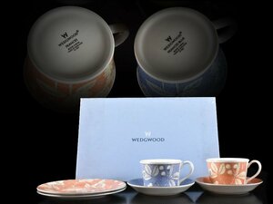 【雲】某収集家買取品 WEDGWOOD ウェッジウッド FRANCES BLUE ペア カップ&ソーサー 共箱 古美術品 BA4273 CTdewsa