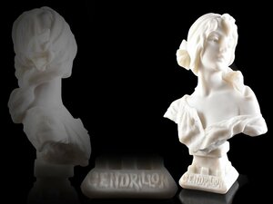 【雲】某名家収蔵品 CENDRILLON E Villanis 石像 女性像 オブジェ 西洋 彫刻 アンティーク　古美術品(旧家蔵出)Y513 DTokju