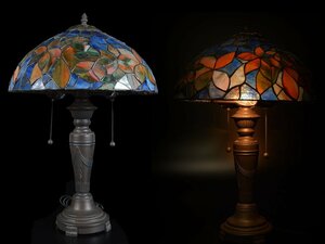 【雲】豪華 花彫刻ステンドグラス テーブルランプ 照明 ガラス 高さ60cm (硝子卓上ティファニーライト) DA7007 UTDrah LTLntrs