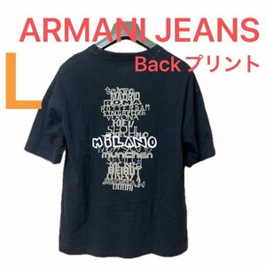 アルマーニジーンズARMANI JEANSブラックTシャツLサイズバックプリントTシャツ