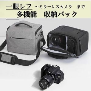 グレー カメラバッグ 写真 一眼レフ 収納バッグ 旅行 韓国 シンプル ショルダー