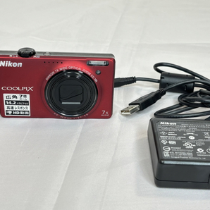 10467-1-SK23- Nikon ニコン - COOLPIX S600 - 赤 フラッシュレッド 通電動作確認済の画像1