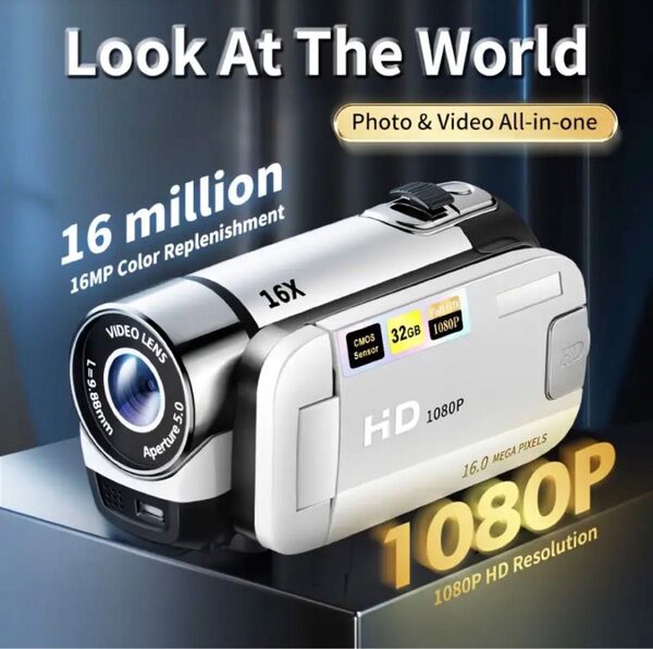 【新品】1080P Full HD 手持ち型カメラ ☆32Gカード付き