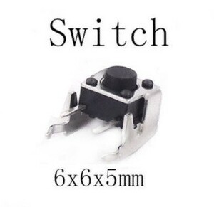 タクトスイッチ　垂直マウント6mm角x高さ5mm(6x6x5mm) 2ピン ６個セット　管理⑮　ラス１