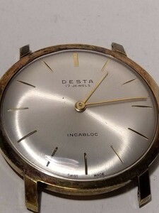 【F454】【稼働品】 DESTA デスタ incabloc 17JEWELS 17石 手巻き 腕時計 アンティーク 
