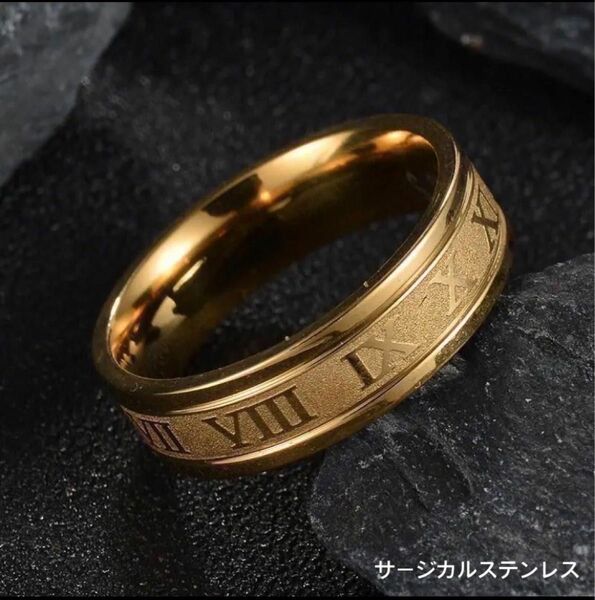 ゴールドローマ字リング ステンレスリング ステンレス指輪 メンズ