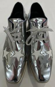 1 иен ~STELLA McCARTNEY Stella McCartney ELYSE STAR Ellis Star 363998 38 спортивные туфли серебряный eko кожа металлик Италия производства 