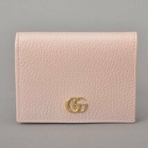 1円 極美品 GUCCI グッチ GGマーモント 二つ折り財布 カードケース レザー ピンク 456126 ミニ コンパクトウォレット ダブルG Ma.i_画像3