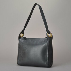 1 jpy beautiful goods VERSACE Versace mete.-sa shoulder bag leather black Gold metal fittings shoulder .. tote bag Vintage bag #a.e/a.h