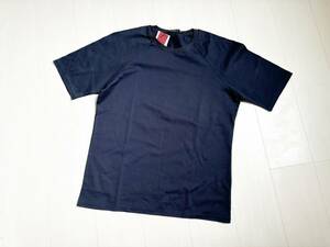 新品 ATO アトウ Tシャツ カットソー ニット 半袖 クルーネック コットン 切替 46 ネイビー 紺 tshirt navy cotton knit △5