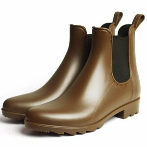 新品■24～24.5cm レディース 防水 ブーツ サイドゴア 防滑 レイン シューズ ブーティ 長靴 雨 ショート丈 婦人靴 スノー ウインター