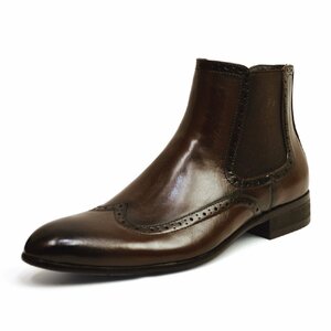 新品■26.5cm サイドゴアブーツ 紳士靴 フォーマル イタリアン メンズ ブーツ ドレスシューズ 革靴 ビジネス ウイングチップ Zeeno 男 靴