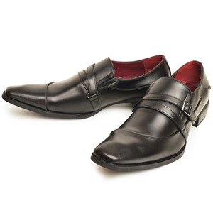 新品■25cm ビジネスシューズ 革靴 モンクストラップ ストレートチップ 脚長 スクエアトゥ ロングノーズ 2E 日本製 フォーマル 紳士靴