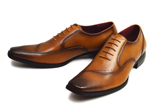 新品■25.5cm 革靴 ビジネスシューズ 2E フォーマル 紳士靴 スクエアトゥ 脚長 ロングノーズ 革靴 メンズ 日本製 レザー シューズ 男 靴