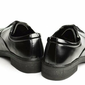 新品■24.5cm 多機能 ビジネスシューズ メンズ 紳士靴 軽量 幅広 オフィス フォーマル 内羽根 ストレートチップ レースアップ 紐靴 黒の画像4