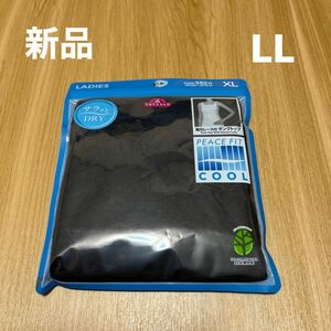 【新品】PEACEFIT COOLレディース胸元レース付タンクトップ　LLサイズ　黒