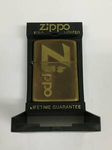 1 jpy ~!ZIPPO Zippo lighter Logo Copper copper plate both sides processing solid brass Gold 1982 year oil lighter put on fire has confirmed 