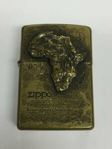 1円～！ZIPPO ジッポ ライター アフリカ大陸 赤道 0度 コンパス メタル貼り ゴールド 1993年 オイルライター 喫煙具 着火確認済み