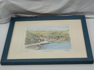 Art hand Auction ◎ [Copperplate print] Etching Yoshiro Oda At the lakeside Painting Landscape Print Artwork Frame Wall hanging Used/kt2024, Artwork, Prints, Copperplate engraving, etching