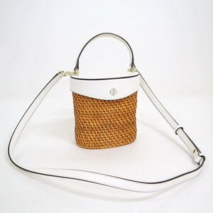 [kate spade] Kate Spade 2WAY bag Brown × white / basket bag / shoulder / handbag /2j2143