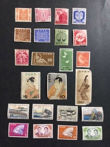 戦後記念切手　23種　切手趣味週間　見返り美人、国際文通週間　蒲原、児童憲章　など　未使用　難あり品
