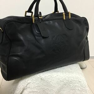 LOEWE Loewe кожа чёрный amasona50 Logo type вдавлено . Gold металлические принадлежности сумка "Boston bag" текущее состояние товар 