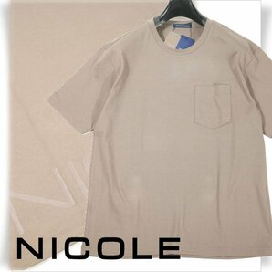 新品1円～★ニコル セレクション NICOLE selection メンズ コットン綿 半袖 クルーネックロゴカットソー 50 LL 胸ポケット 本物◆2252◆の画像1