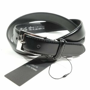 新品1円～★定価0.9万 Black On TETE HOMME テットオム 牛革レザー ビジネスベルト フリーサイズ 本革 黒 ブラック 本物◆2402◆の画像3