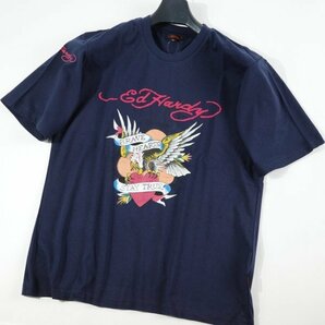 新品1円～★Ed Hardy エドハーディー メンズ 半袖 コットン綿 天竺 Tシャツ M ネイビー クルーネック カットソー ◆2461◆の画像5