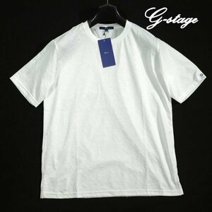 未使用1円～★g-stage ジーステージ メンズ 半袖 クルーネック ショートスリーブ フラワージャガードカットソー 46 M 白 Tシャツ ◆2498◆