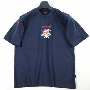 新品1円～★Ed Hardy エドハーディー メンズ 半袖 コットン綿 天竺 ポケット付き Tシャツ LL ネイビー クルーネック カットソー ◆2700◆の画像3