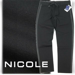 新品1円～★ニコル セレクション NICOLE selection メンズ ストレッチ イージーパンツ サイドラインパンツ 46 M 黒 ブラック ◆2856◆