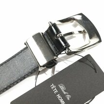 新品1円～★定価0.9万 Black On TETE HOMME テットオム 牛革レザー ビジネスベルト フリーサイズ 本革 黒 ブラック 本物◆3004◆_画像7