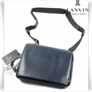 新品1円～★定価2.5万 LANVIN COLLECTION ランバン コレクション メンズ 日本製 2WAY 牛革レザー ショルダーバッグ クラッチバッグ◆3014◆