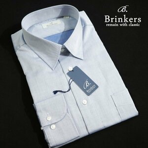 新品1円～★Brinkers ブリンカーズ 形態安定 綿100％ 長袖 レギュラーカラーシャツ M 40-82 ネイビー 本物 ◆3225◆