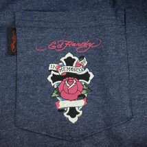 新品1円～★Ed Hardy エドハーディー メンズ 半袖 コットン綿 天竺 ポケット付き Tシャツ L ネイビー クルーネック カットソー ◆3262◆_画像4