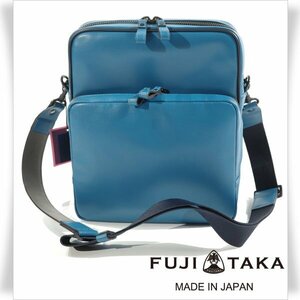  новый товар 1 иен ~* обычная цена 3.6 десять тысяч FUJITAKA Fujita ka сделано в Японии телячья кожа кожа натуральная кожа сумка на плечо B5 J голубой стандартный магазин подлинный товар *3272*