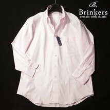 新品1円～★Brinkers ブリンカーズ 形態安定 綿100％ 長袖ボタンダウンシャツ LL 42-78 ピンク ヘリンボーン 本物 ◆3295◆_画像1