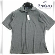 新品1円～★定価1.2万 Brinkers ブリンカーズ メンズ 春夏 鹿の子 半袖 カッタウェイ カノコ ポロシャツ M グレー 百貨店取扱◆3355◆_画像1