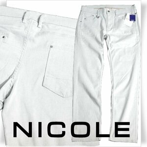  новый товар 1 иен ~* Nicole selection NICOLE selection мужской стрейч распорка цвет Denim брюки 50 LL затонированный белый *3410*